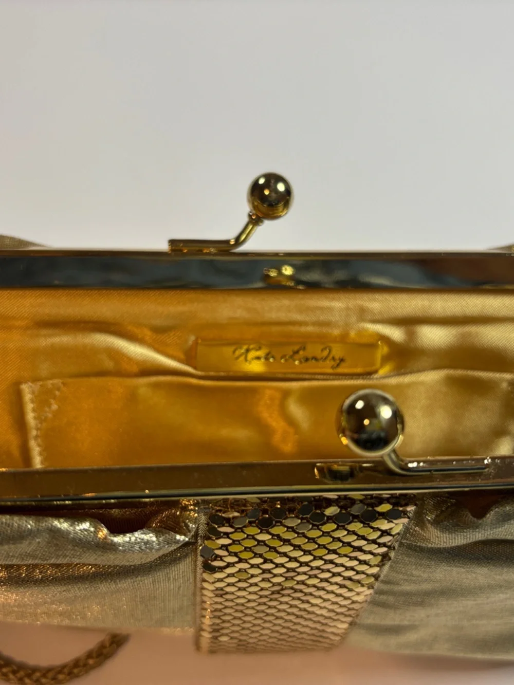 Kate Landry Gold Evening Clutch Handbag